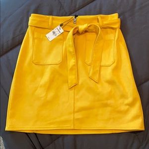High Waisted Patch Pocket Zip Paperbag Mini Skirt